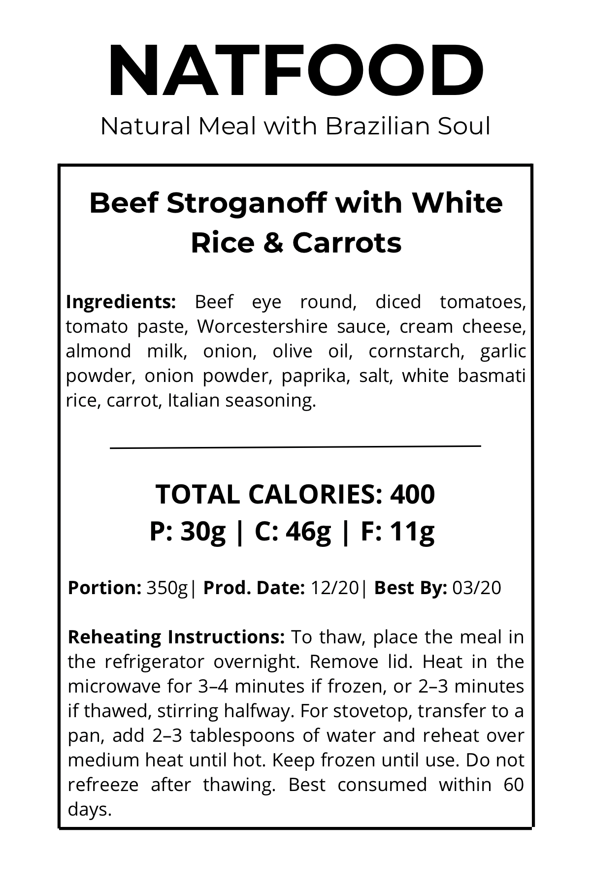 Beef Stroganoff with White Rice & Carrots